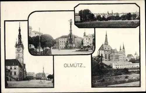 Ak Olomouc Olmütz Stadt, Stadtansichten, Kirche, Platz, Denkmal