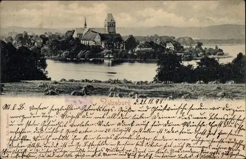 Ak Ratzeburg im Herzogtum Lauenburg, Totalansicht, Fluss, Kirche