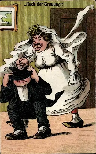 Ak Liebespaar, Nach der Trauung weniger Liebe, Wahres Gesicht