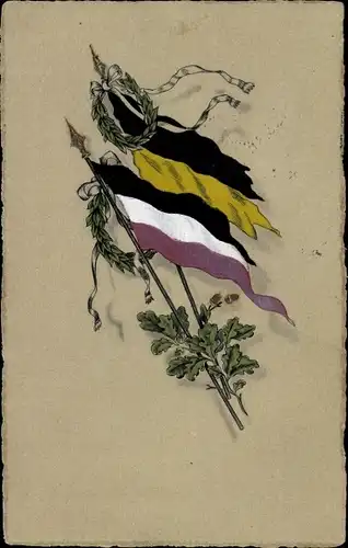 Ak Deutsche und österreichische Fahne, Waffenbrüderschaft, Eichenlaub