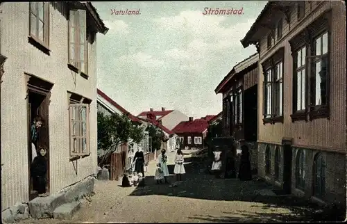 Ak Strömstad Schweden, Vatuland, Straßenpartie