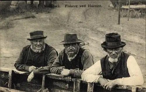 Ak Hornbæk Hornbaek Helsingør Dänemark, Fiskere ved Havnen