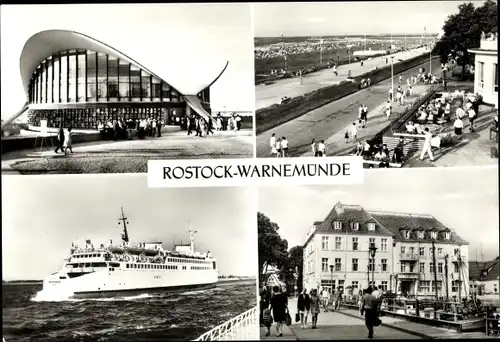 Ak Warnemünde Rostock, Teepott, Strandpromenade, FDGB Erholungsheim am Alten Strom, Fährschiff