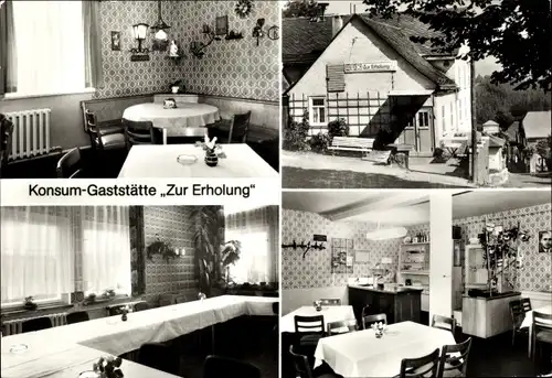 Ak Mankenbach Oberhain Königsee Thüringen, Konsum Gaststätte Zur Erholung, Außenansicht, Speisesaal