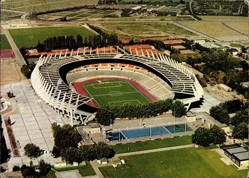 Ak Düsseldorf am Rhein, Rheinstadion, Freibad, Fliegeraufnahme