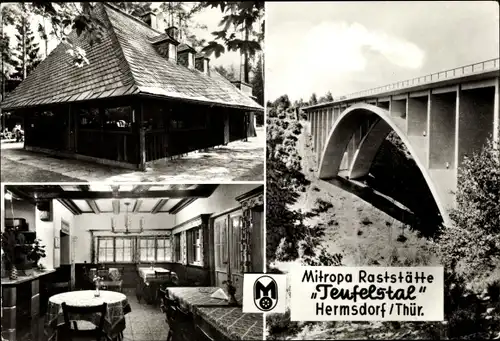 Ak Hermsdorf in Thüringen, Mitropa Raststätte Teufelstal, Brücke