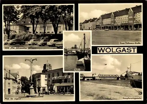 Ak Wolgast in Mecklenburg Vorpommern, Ernst Thälmann Straße, HOG Vier Jahreszeiten, Platz der Jugend