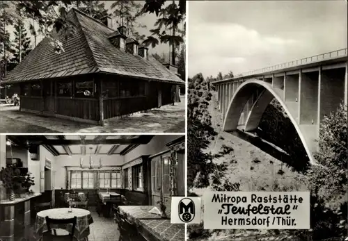 Ak Hermsdorf in Thüringen, Mitropa Raststätte Teufelstal, Teufelstalbrücke