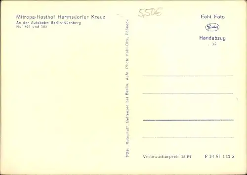 Ak Hermsdorf in Thüringen, Mitropa Rasthof Hermsdorfer Kreuz