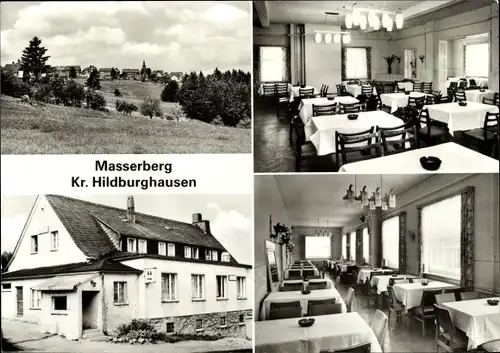 Ak Masserberg in Thüringen, Ortsansicht, HO-Gaststätte Berghof, Gastraum