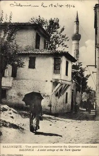 Ak Saloniki Thessaloniki Griechenland, Muslimisches Viertel, Minarette