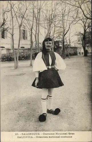 Ak Saloniki Thessaloniki Griechenland, Grieche in Volkstracht