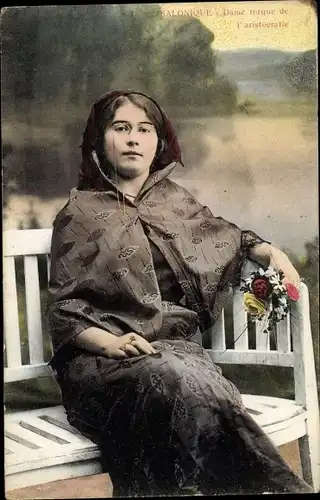 Ak Saloniki Griechenland, Frau der türkischen Aristokratie, Tracht