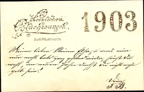Präge Litho Glückwunsch Neujahr, Jahreszahl 1903
