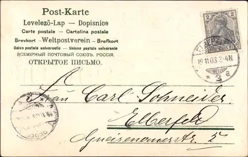 Präge Litho Glückwunsch Namenstag, Kleeblatt, Vergissmeinnicht