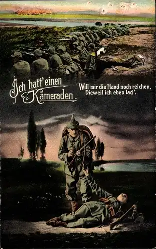 Ak Ich hatt einen Kameraden, Soldaten beim Gefecht im Schützengraben