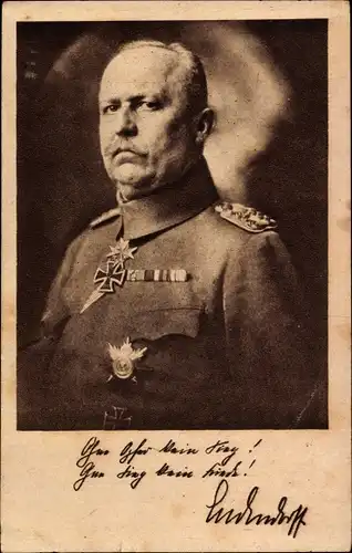 Ak General Erich Friedrich Wilhelm Ludendorff, Ohne Opfer kein Sieg, Ludendorff Spende, Orden