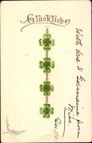 Präge Litho Glückwunsch Neujahr, Jahreszahl 1903, Kleeblätter