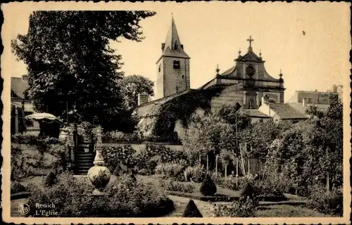 Ak Remich an der Mosel Luxemburg, Kirche mit Gartenanlage