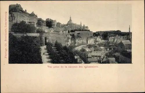 Ak Luxemburg Luxembourg, Vue prise de la caserne des volontaires