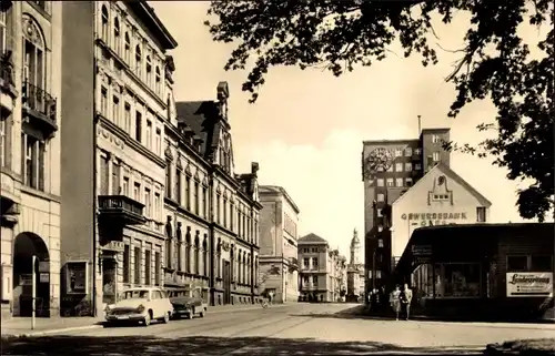 Ak Gera in Thüringen, Postamt, Hochhaus, Straße des 7. Oktober, Sachsenring Trabant