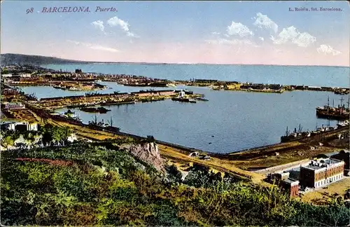 Ak Barcelona Katalonien Spanien, Hafen