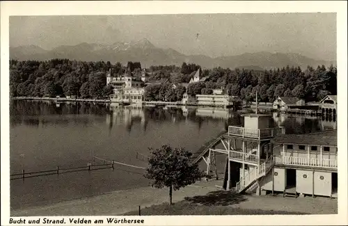 Ak Velden am Wörther See Kärnten, Bucht und Strand