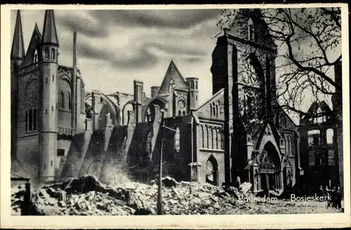 Ak Rotterdam Südholland Niederlande, zerstörte Bojeskirche