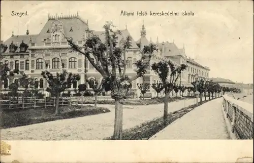 Ak Szeged Segedin Ungarn, Teilansicht, Schule