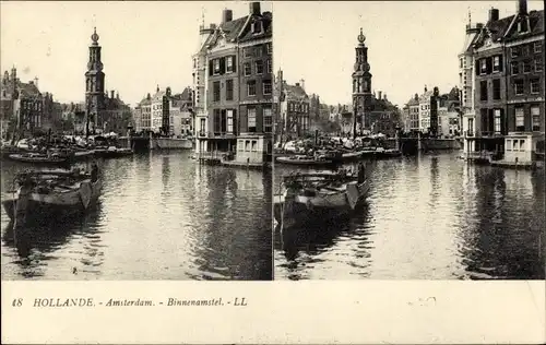 Stereo Ak Amsterdam Nordholland Niederlande, Binnenamstel