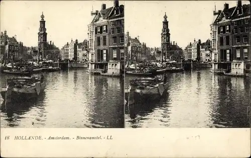 Stereo Ak Amsterdam Nordholland Niederlande, Binnenamstel