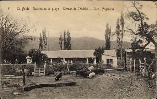 Ak La Falda Argentinien, Bauernhof