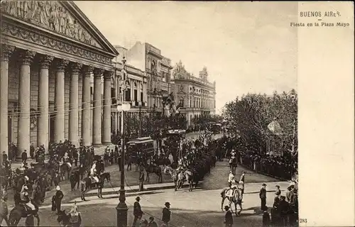 Ak Buenos Aires Argentinien, Plaza Mayo, Festzug