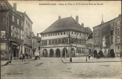 Ak Rambervillers Vosges, Rathaus, Marktplatz