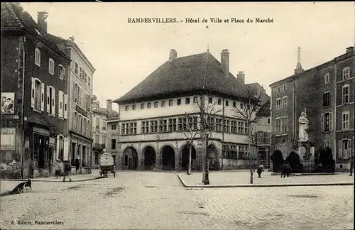 Ak Rambervillers Vosges, Rathaus, Marktplatz