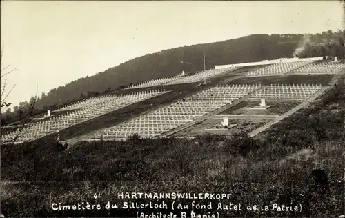 Postkarte Hartmannswiller Hartmannsweiler Elsass Oberrhein, Hartmannswillerkopf, Friedhof