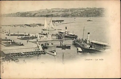 Ak Genf Genf Stadt, Luftbild vom Hafen