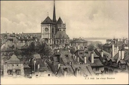 Ak Genève Genf Stadt, Teilansicht mit St. Pierre Kirche