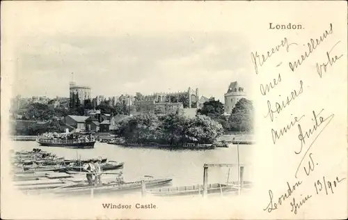 Ak Greater London, View of Windsor castle, Boats