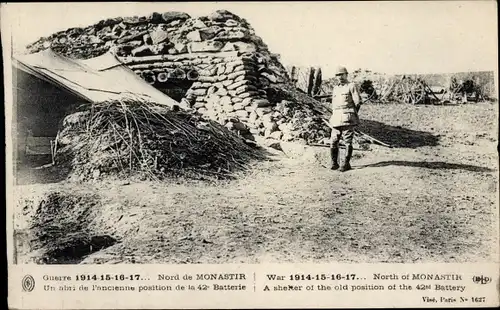 Ak Bitola Monastir Mazedonien, Krieg 1914-1917, ehemalige Position der 42. Batterie