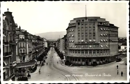 Ak Freiburg Stadt Freiburg Schweiz, Boulevard de Pérolles, Hotel de Freiburg