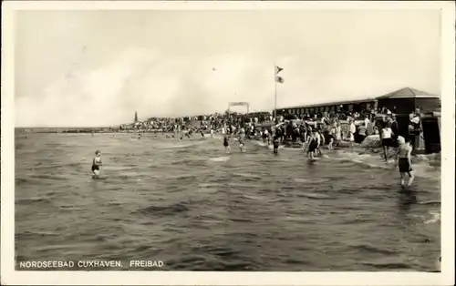 Ak Nordseebad Cuxhaven, Freibad, Badegäste