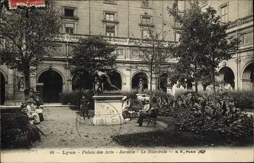 Ak Lyon Rhône, Palast der Künste, Gärten, Le Discoble