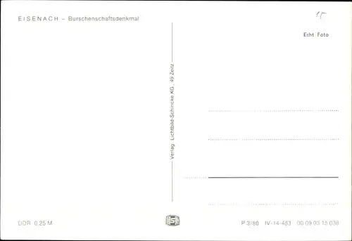 Ak Lutherstadt Eisenach in Thüringen, Burschenschaftsdenkmal