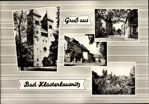 Ak Bad Klosterlausnitz in Thüringen, Klosterkirche, Teilansicht, HO-Hotel, Geraer Straße