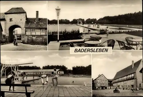 Ak Badersleben Huy im Harz, Sudentor, Bad am Spring, Deutsches Haus am Marktplatz