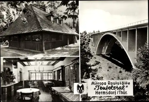 Ak Hermsdorf in Thüringen, Mitropa Raststätte Teufelstal, Teufelstalbrücke