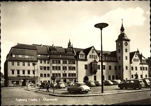 Ak Freiberg in Sachsen, Obermarkt, Autos