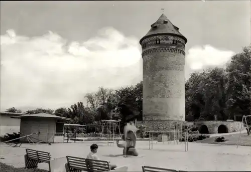 Ak Gera in Thüringen, Terrassencafe Osterstein, Turm, Spielplatz