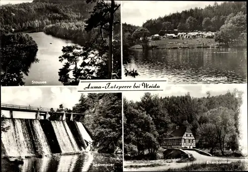 Ak Weida in Thüringen, Auma-Talsperre, Stausee, Campingplatz, Sperrmauer, Eisenhammer